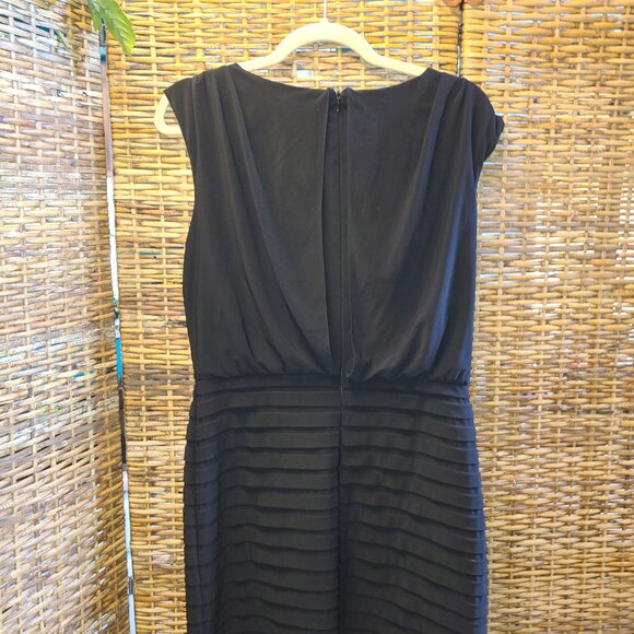 Adrianna Papell Shutter Pleat Little Dress Black USA 10 Bodycon Cocktail Party - Picture 4 of 5
